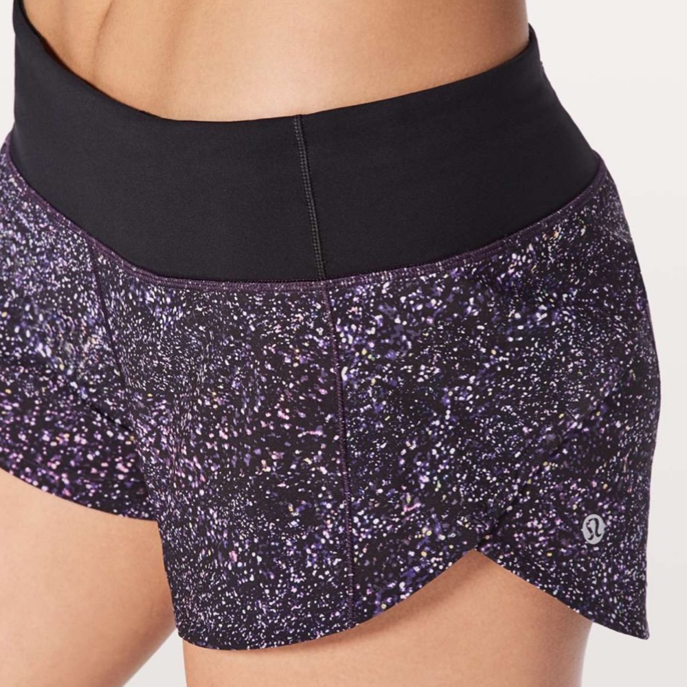 Lululemon Speed Up Running Athletic Shorts Crystalline Multi Black Size 10